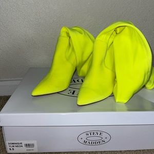 Neon yellow thigh high boots